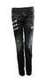 Men's Dsquared2, black jeans with patches