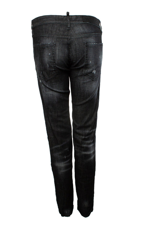 Men's Dsquared2, black jeans with patches