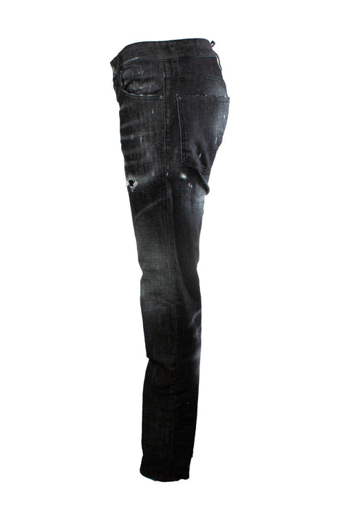 Men's Dsquared2, black jeans with patches