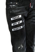 Men's Dsquared2, black jeans with patches