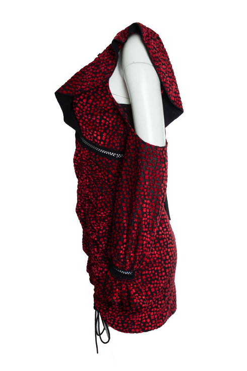 Women's Self portrait, V neck frill mini dress in red