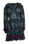 Women's Etro, balloon sleeve silk jacquard minidress in blue