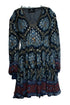 Women's Etro, balloon sleeve silk jacquard minidress in blue