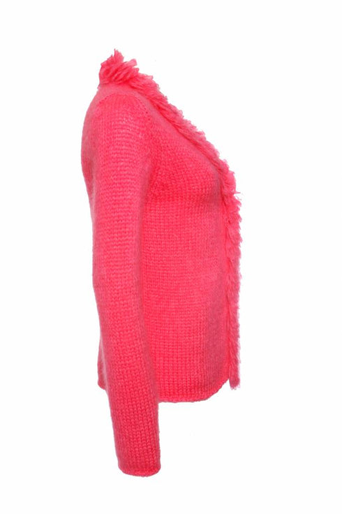 Women's Comme des garçons, Mohair vest with safety pin in fluorescent pink in size S.