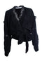 Women's IRO, black jarl wrap top with lace