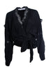Women's IRO, black jarl wrap top with lace