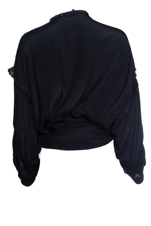 Women's IRO, black jarl wrap top with lace