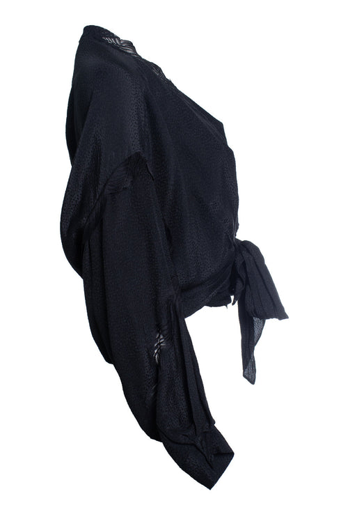 Women's IRO, black jarl wrap top with lace