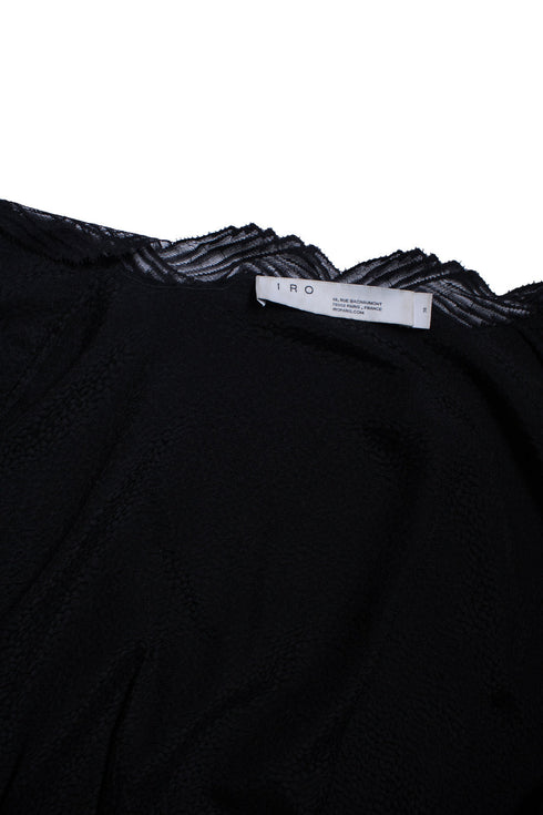 Women's IRO, black jarl wrap top with lace