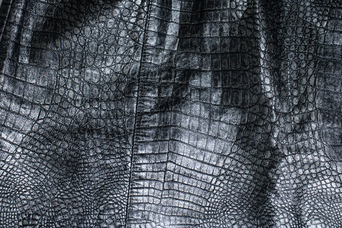 Women's Escada, croc embossed metallic leather skirt