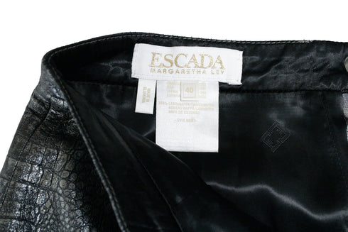 Women's Escada, croc embossed metallic leather skirt