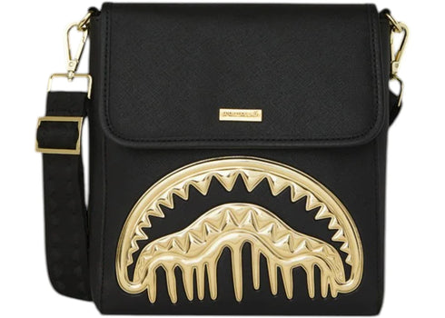Sprayground Goldheart Shark Drip Messenger Sling Bag Multicolor