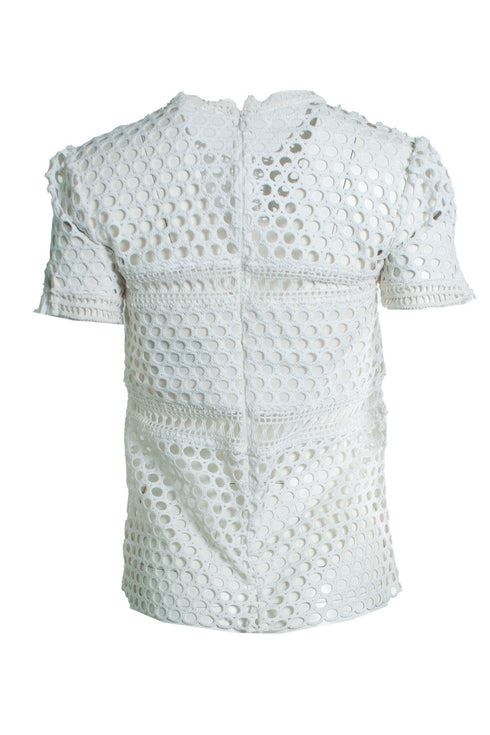 Women's Self-portrait, white open lace top