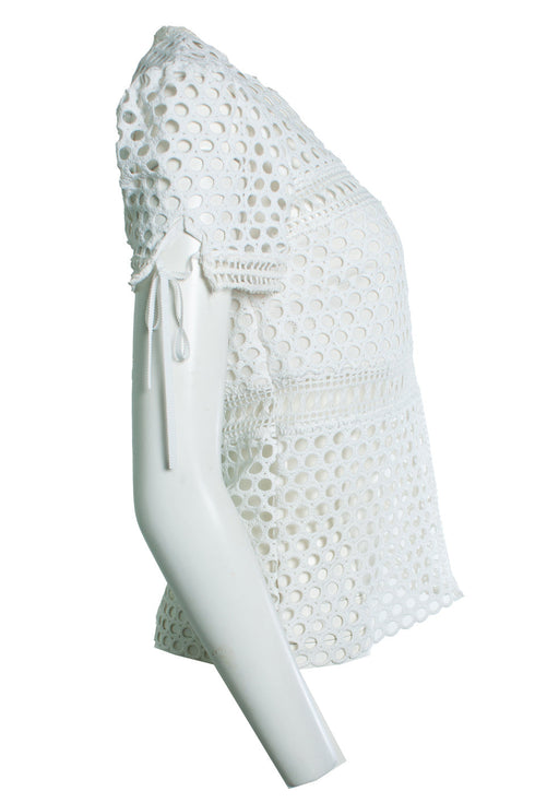 Women's Self-portrait, white open lace top