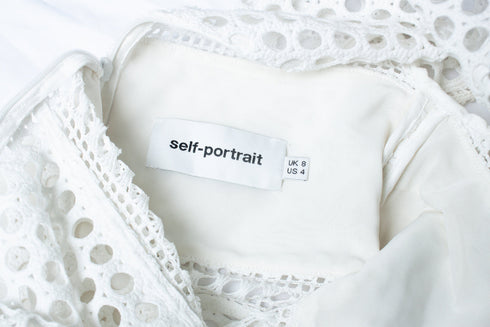 Women's Self-portrait, white open lace top