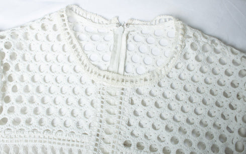 Women's Self-portrait, white open lace top