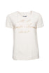 Women's Moschino Couture, Cream-colored top with gold text.