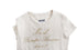 Women's Moschino Couture, Cream-colored top with gold text.
