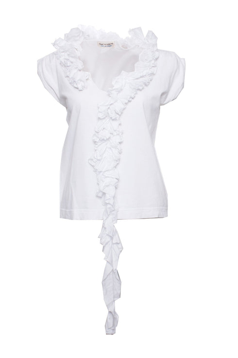 Women's Comme des Garcons, Vintage white top with rouges.