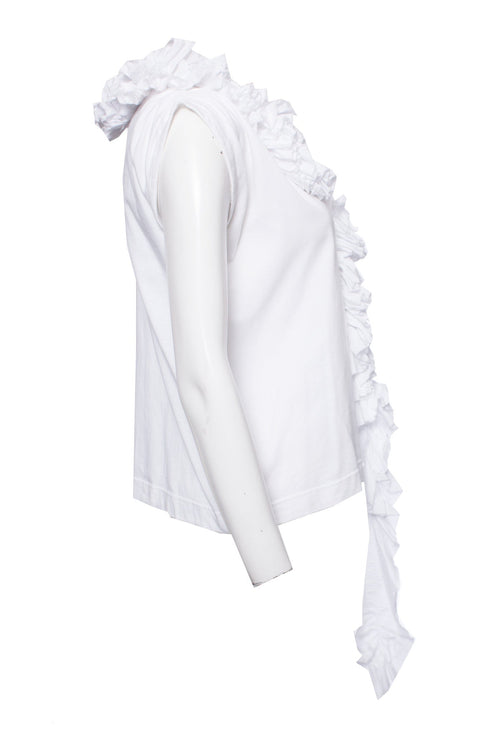 Women's Comme des Garcons, Vintage white top with rouges.