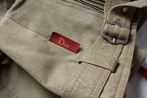 Women's Christian Dior, Green suede biker jacket and skirt