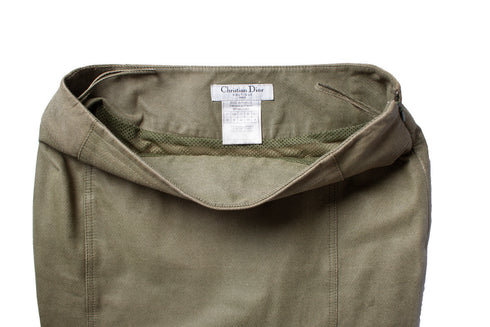 Women's Christian Dior, Green suede biker jacket and skirt