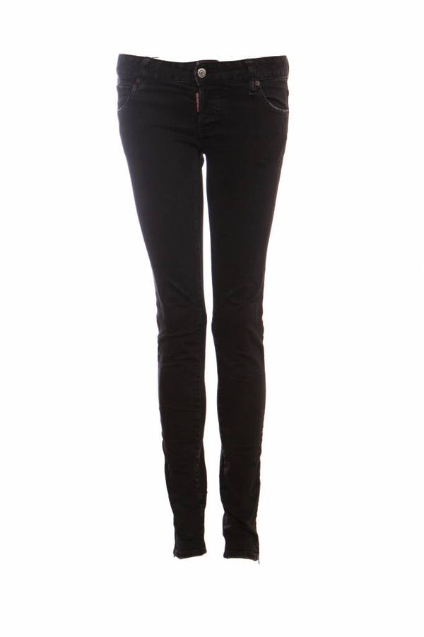 Women's Dsquared2, black jeans with silver hardware.