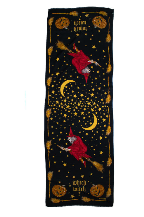 Moschino, witch printed scarf in black