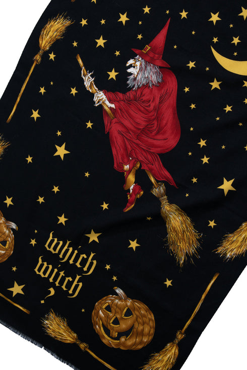 Moschino, witch printed scarf in black