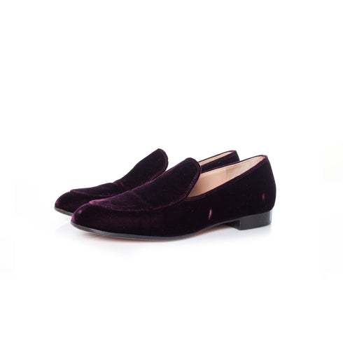 Women's Gianvito Rossi, burgundy marcel velvet loafers.