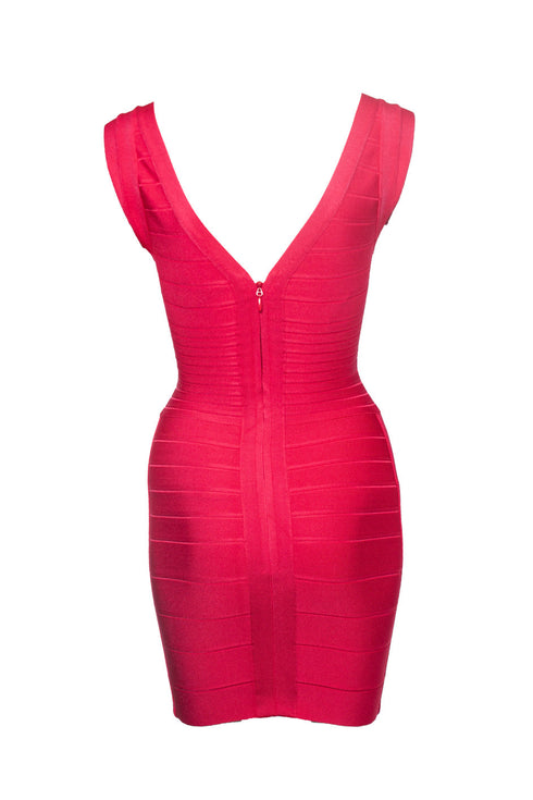 Women's Herve Leger, Fuchsia Zoe body con stretch dress