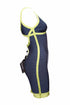 Women's Herve Leger, blue bodycon dress with lime green framing in size S.