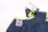 Women's Herve Leger, blue bodycon dress with lime green framing in size S.