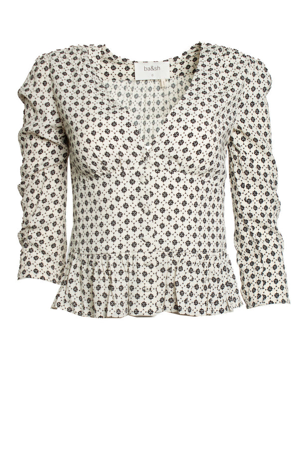 Women's Ba&sh, Carlo top in black and ecru
