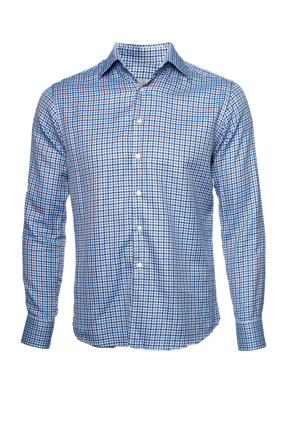 Men's Etro, houndstooth shirt in blue