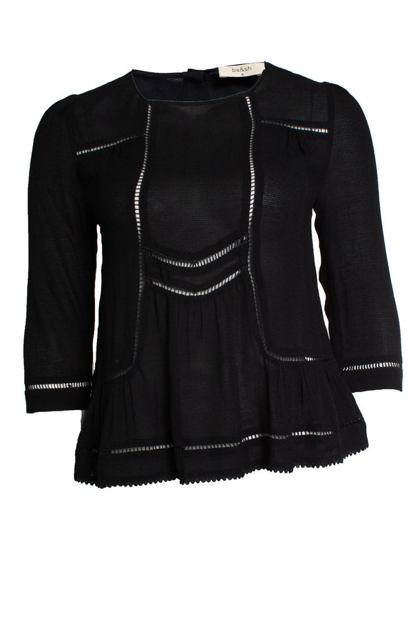 Women's Ba&sh, open woven top in black