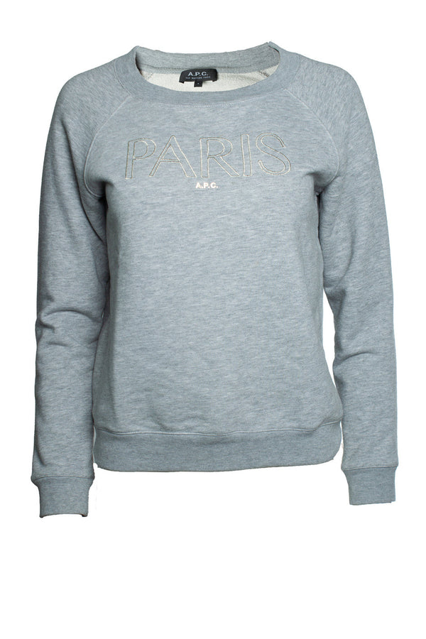 Women's A.P.C., Crewneck sweater in grey with PARIS print