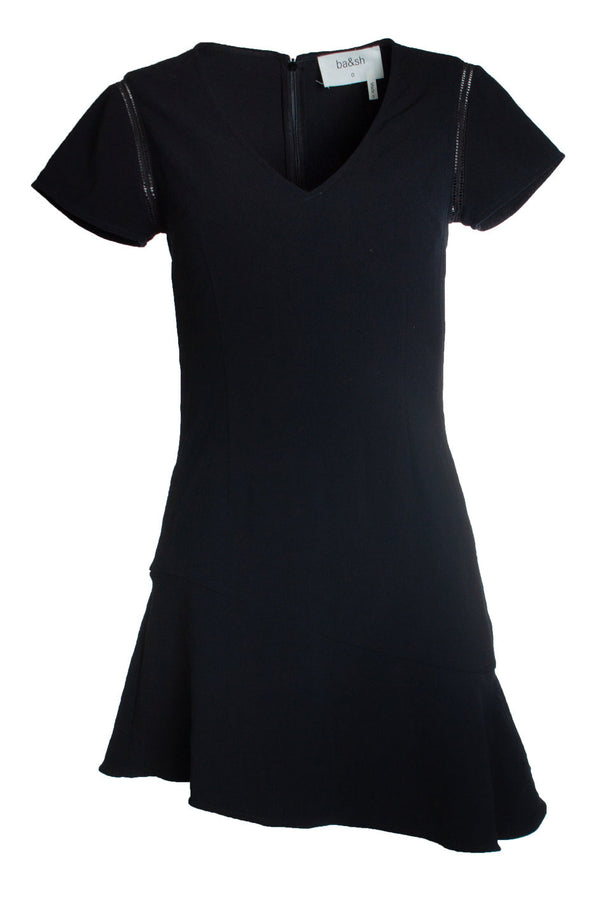 Women's Ba&sh, black dress with open woven sleeves