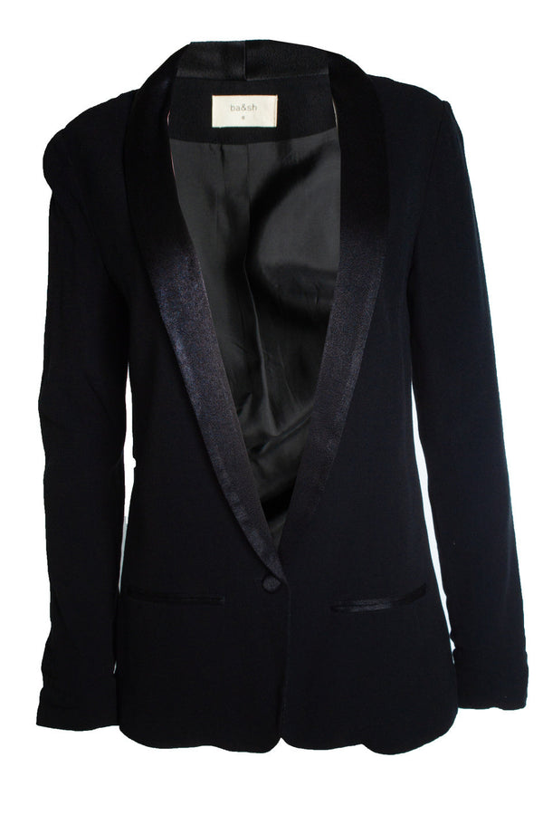 Women's Ba&sh, black blazer with shiny revert