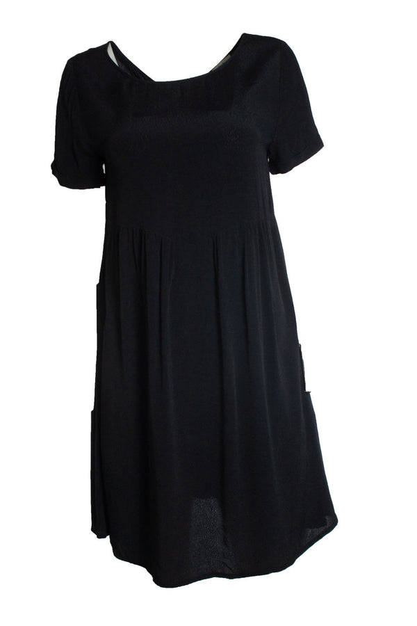 Women's Ba&sh, black lace up dress with short sleeves