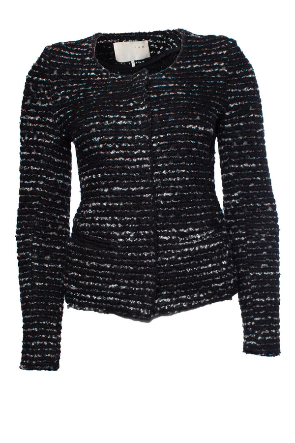 Women's IRO, black and white boucle jacket