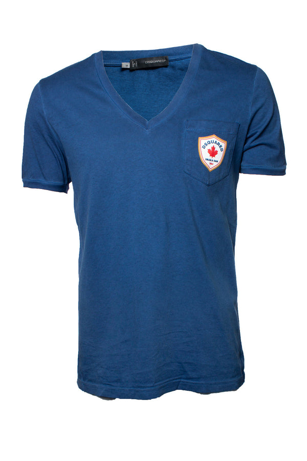 Men's Dsquared2, Blue V-neck t-shirt