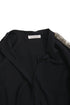 Women's Chloe, Dark blue trousers (36/XS) and blouse (38/S) with silver embroidery along the sleeves and legs.