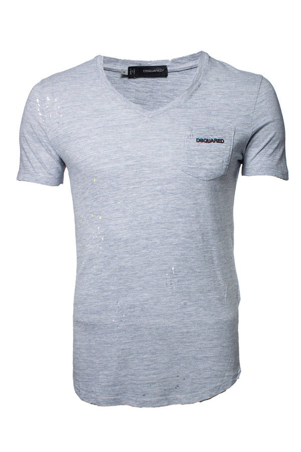 Men's Dsquared2, grey t-shirt with ragged design