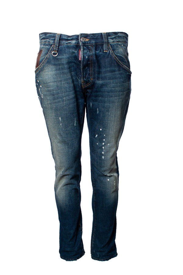 Men's Dsquared2, blue jeans with scuffs and paint spots