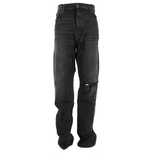 Men's Amiri Distressed Straight-Leg Jeans in Black Cotton