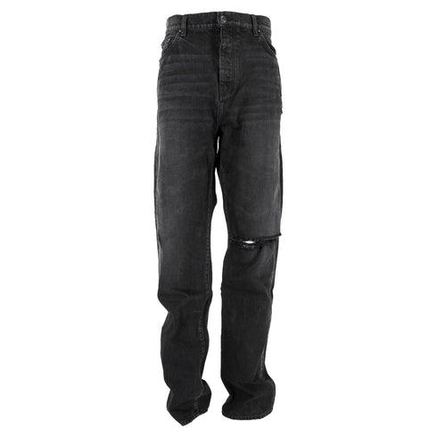 Men's Amiri Distressed Straight-Leg Jeans in Black Cotton