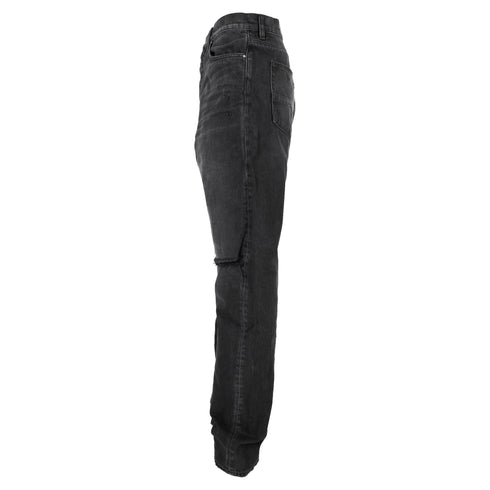 Men's Amiri Distressed Straight-Leg Jeans in Black Cotton