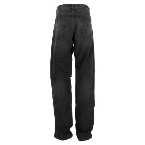 Men's Amiri Distressed Straight-Leg Jeans in Black Cotton