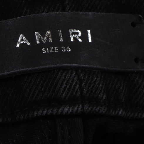 Men's Amiri Distressed Straight-Leg Jeans in Black Cotton